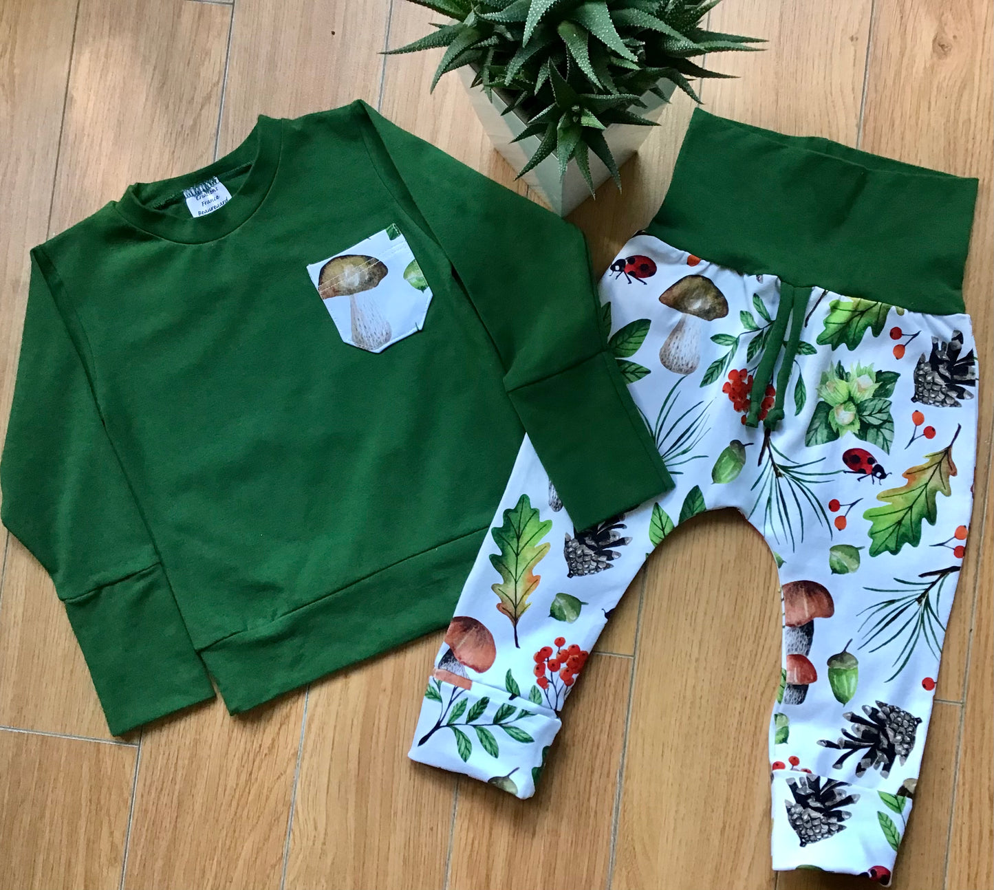 Autumn hoodie and harem pants with 🍄 gr: 6 to 36 months ready to leave