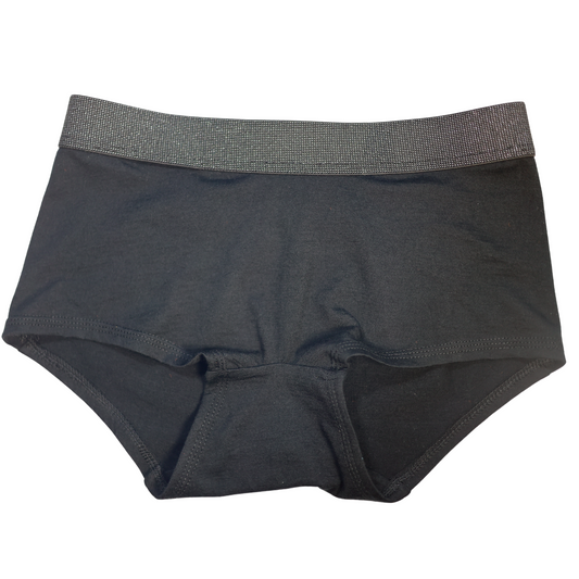 ELZI pour femmes - Boyshort en mérino noir - elastique noir et brillant